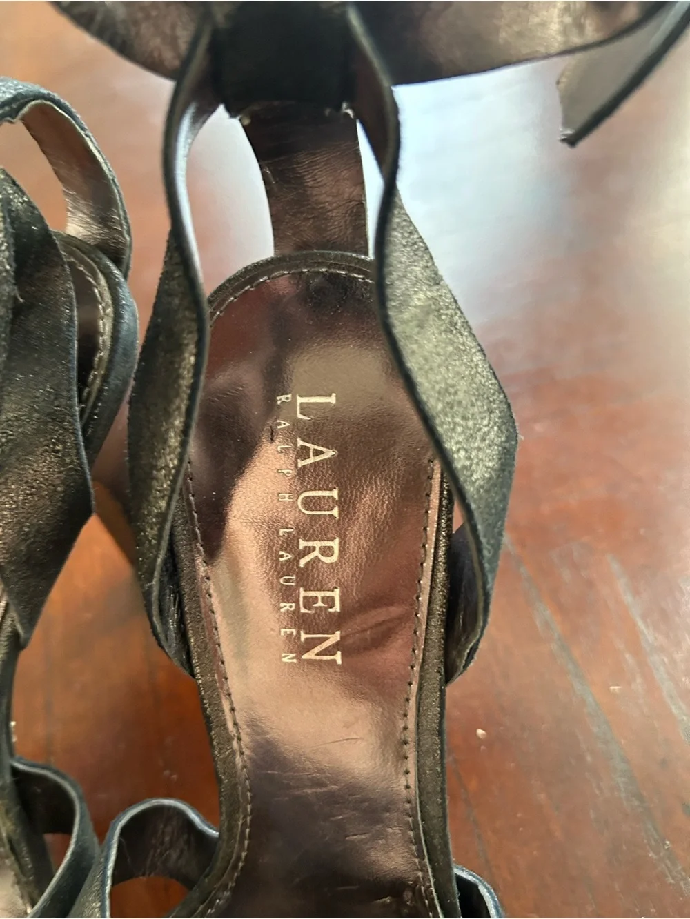 Ralph Lauren Shimmery Black Strappy High Heel Sandals size 6